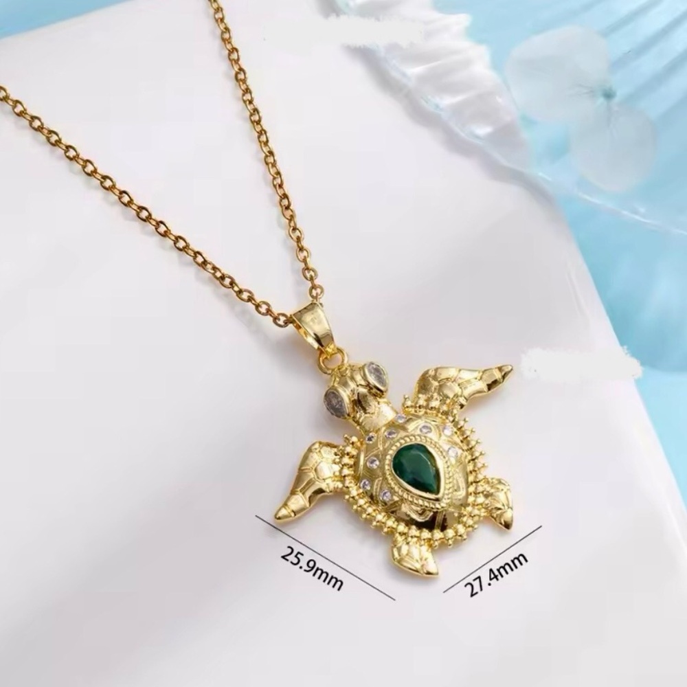 Gold Filled Cubic Zirconia Turtle Necklace